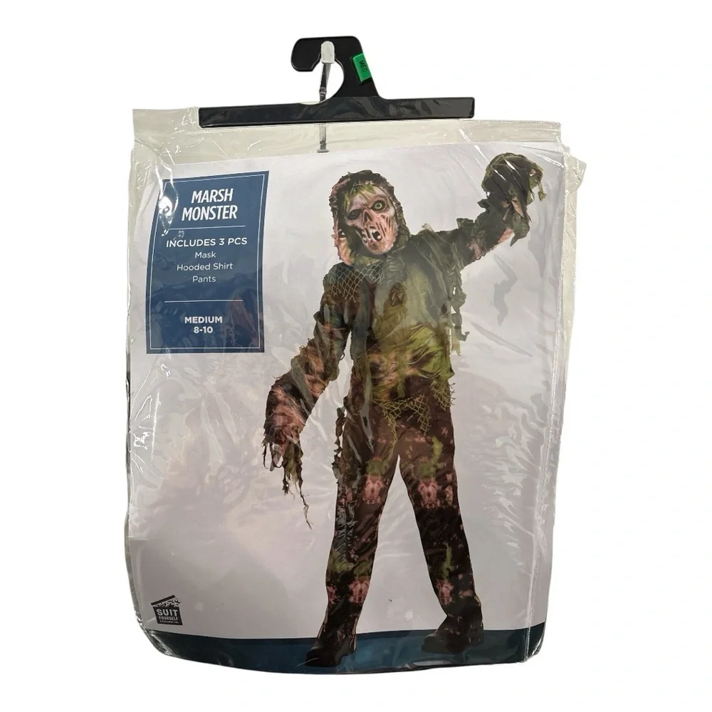 NWT Marsh Monster Child Costume Swamp Zombie Ghoul Halloween Size Medium 8-10 - Picture 4 of 5